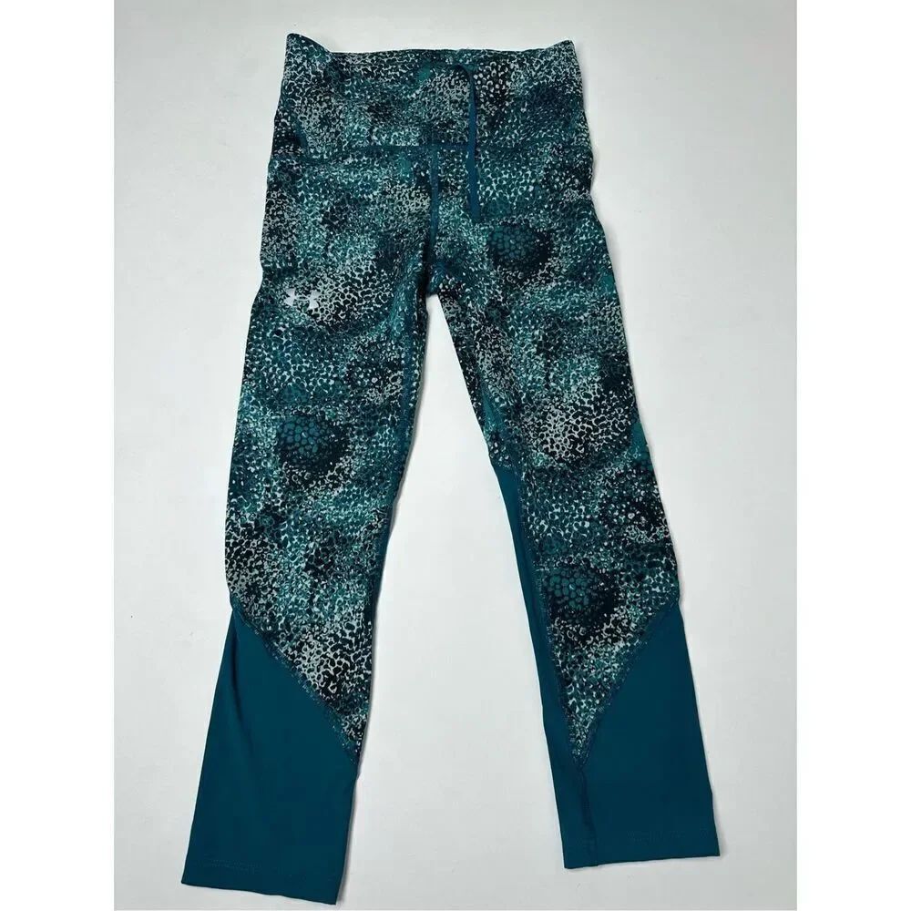 UNDER ARMOUR WOMEN HEATGEAR ATHLETIC CROPPED COMPRESSION LEGGINGS GREEN SZ S